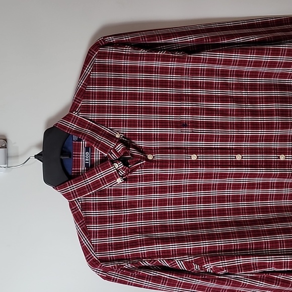 IZOD ~ Red White & Blue Plaid Long Sleeve Button down Shirt - Picture 2 of 12